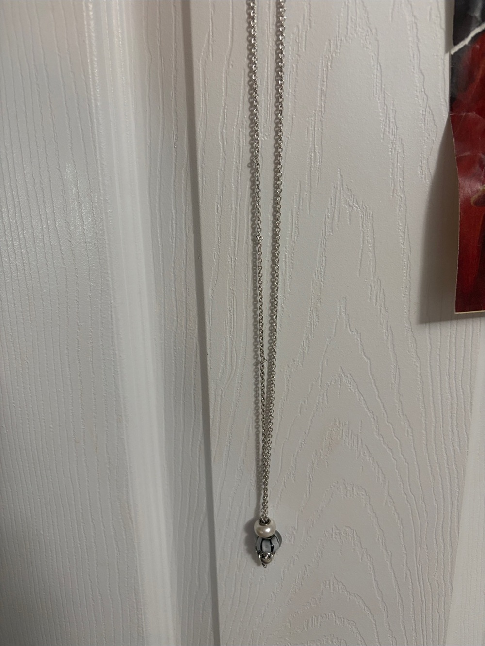 Silver Pendant Necklace with Bead Accent